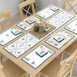 Romee Multicolor Cotton Floral Placemats with Table Runner & Napkins Set-19