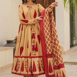 Wedani Women Ethnic Motifs Printed Anarkali Kurta with Palazzo & Dupatta-image-81
