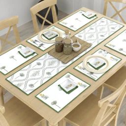 Romee Multicolor Cotton Floral Placemats with Table Runner & Napkins Set-21