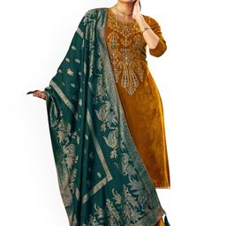DRAVINAM Trends Ethnic Motifs Embroidered Unstitched Dress Material-image-99