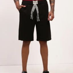 Showoff Black Cotton Regular Fit Shorts-image-55