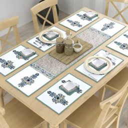 Romee Multicolor Cotton Floral Placemats with Table Runner & Napkins Set-39