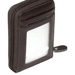 LAKSH Unisex Brown Zip Detail PU Leather Card Holder-picture-14