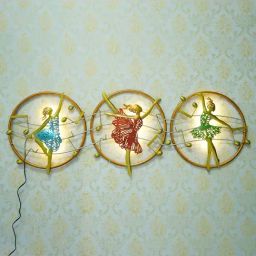 eCraftIndia Set of 3 Dancing Lady Handcrafted Iron Wall Hanging with background LED's-15