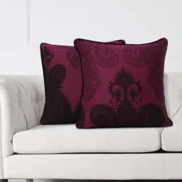 Swayam Purple & Black Cotton 240 TC Cushion Covers - Set of 2-17