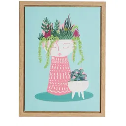 Chumbak Teal Canvas Plant Mama Corner Wall Art-image-45