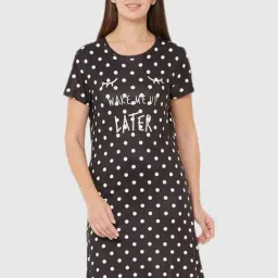Sweet Dreams Black Polka Dot Night Dress-picture-45