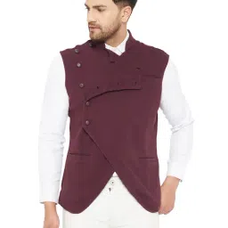 Hypernation Burgundy Sleeveless Waistcoat-image-42