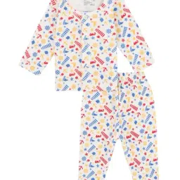 Bodycare Kids White & Red Cotton Printed Full Sleeves T-Shirt Set-6