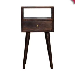 Artisan Furniture Solid Brown Mango Wood Side Table Walnut Finish-image-37