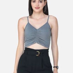 Cation Grey Shoulder Strap Crop Top-image-55