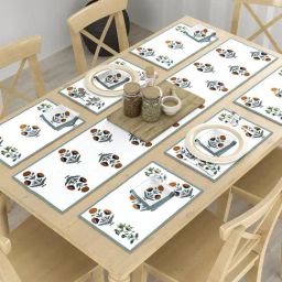 Romee Multicolor Cotton Floral Placemats with Table Runner & Napkins Set-22