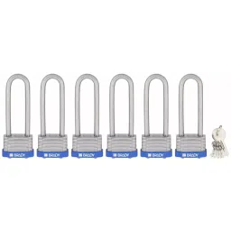 BRADY Keyed Padlock with 6 Keys Steel Blue, 39N362 (Set of 6 Pcs)-image-83