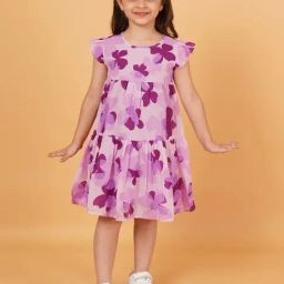 Creative Kid's Girls Purple Floral Dress-image-86