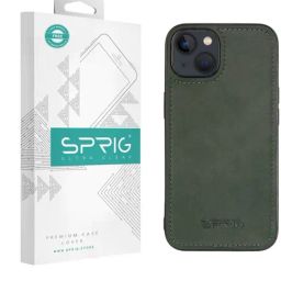 Sprig Matte Leather Back Cover for Apple iPhone 13 (Green)-image-98