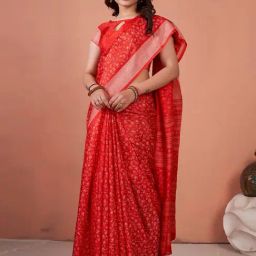 Saree Mall Red Silk Printed Saree With Unstitched Blouse-image-52