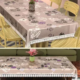Myntra Elegant Homes Brown & White Floral Printed Rectangular 6-Seater Dining Table Cover-4