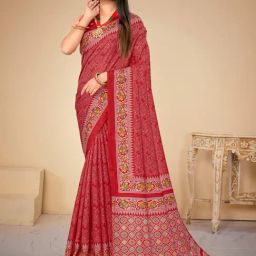 Saree Mall Red Silk Printed Saree With Unstitched Blouse-image-51