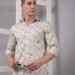 Crimsoune Club Green Cotton Slim Fit Printed Casual Shirt-picture-25
