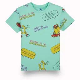 Gini & Jony Kids Turquoise Printed T-Shirt-image-46