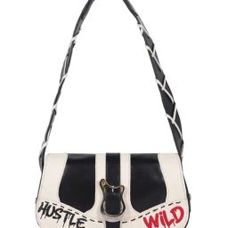 Hidesign Black & Vanilla Harlem Color Block Small Leather Shoulder Bag-20