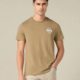 U.S. Polo Assn. Denim Co. Brown Cotton Slim Fit Graphic T-Shirt-picture-1