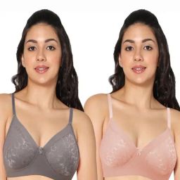 IN CARE Grey & Peach Non-Wired Full Coverage Push-Up Bra - Pack of 2-picture-47