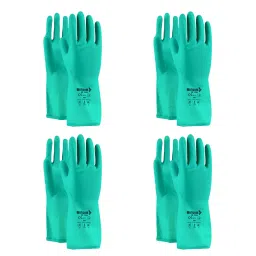Mallcom Safety Hand Gloves Nitrile Butadiene Rubber Raised Diamond Pattern Green Size M, NF153G (Pack of 4 Pair)-image-58