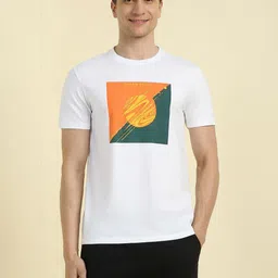 Allen Solly Men Printed Applique Slim Fit T-shirt-image-24