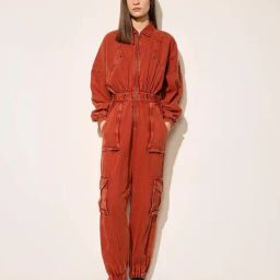Only Orange Cotton Regular Fit Jumpsuit-10