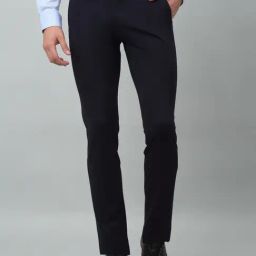 Cantabil Navy Cotton Regular Fit Trousers-picture-29