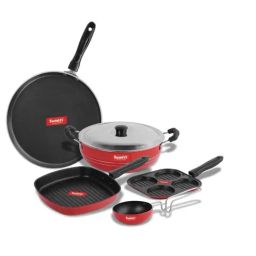 Sumeet Elegant Design Red Aluminium Cookware Set-picture-47
