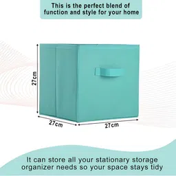 Aura Green Set of 4 Regular Square Foldable & Multipurpose Wardrobe Storage Box Organizer image 4