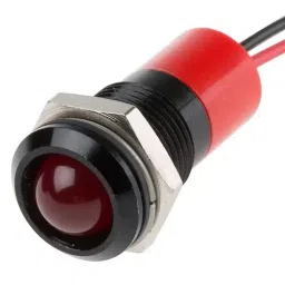 RS PRO Red Panel Mount Indicator 12V DC, Mounting Hole Size 14 mm, Termination Type Lead Wires, IP Rating IP67, Model No 7227426-5
