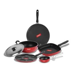 Sumeet Elegant Design Red Aluminium Cookware Set-image-14