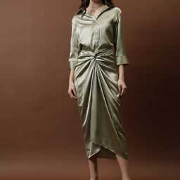 Athena Front Knotting Wrap Midi Skirt-8