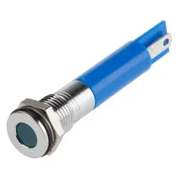 RS PRO Blue Panel Mount Indicator 220V AC, Mounting Hole Size 8 mm, Termination Type Solder Tab, IP Rating IP67, Model No 7001700-4