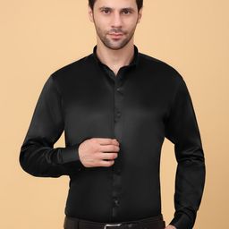KLOTTHE Spread Collar Satin Formal Shirt-image-63