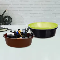 Kuber Industries Green & Black Pack of 3 Multipurpose Storage Organizer Tub-12