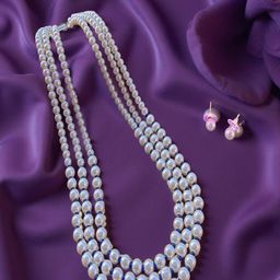 KASHVI PEARLS AND JEWELLERS Brass Silver-Plated Jewellery Set-image-115