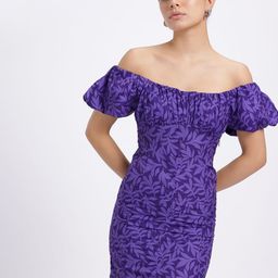 glitchez Floral Print Off-Shoulder Ruched Mini Dress-image-56