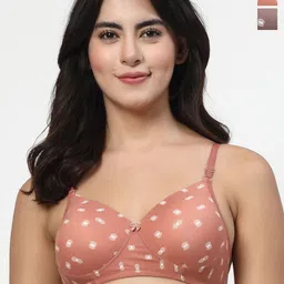 Docare Women Pack of 2 T-Shirt Polka Dot Full Coverage Seamless Lightly Padded Bra-image-2