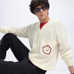 glitchez Crafted Cosy Embroidered Pocket Cardigan-image-55