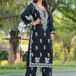 KALINI Embroidered Tunic & Palazzos Co-Ord Set-picture-45