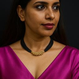 NINAMAAYRA Gold-Plated Artificial Stones & Beads Mani Mala Thushi Mangalsutra-image-24