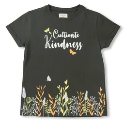 Gini and Jony Girls Olive Green & White Printed Boxy Top-image-36