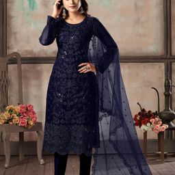 ODETTE Women Floral Embroidered Regular Thread Work Kurta with Salwar & With Dupatta-picture-2