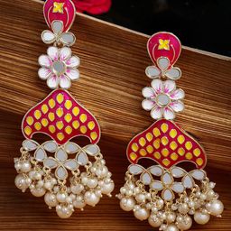 Anouk Gold Plated Cubic Zirconia Studded Contemporary Drop Earrings-27