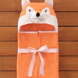 Babyhug Hooded Terry Towel Fox Embroidery - Orange-image-28