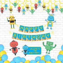 Untumble Robot Theme Swirls Decoration Party Kit for House Birthday Parties - Pack of 56-image-4
